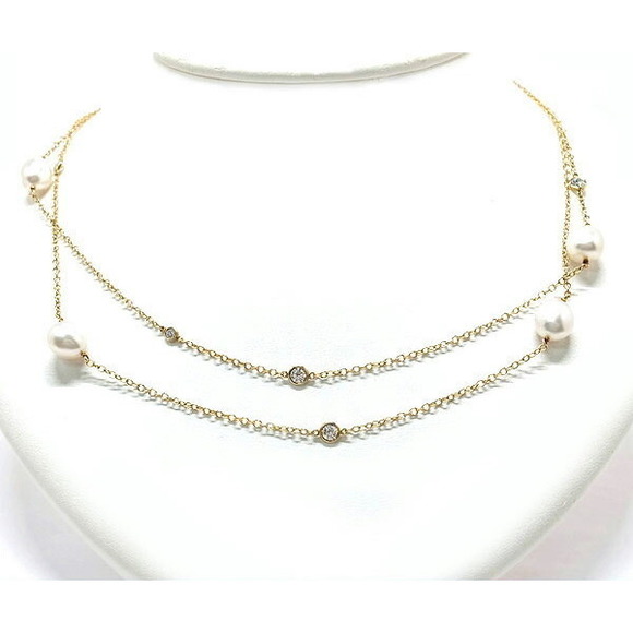 Tiffany Visor Yard Sprinkle Necklace Pearl Diamond
